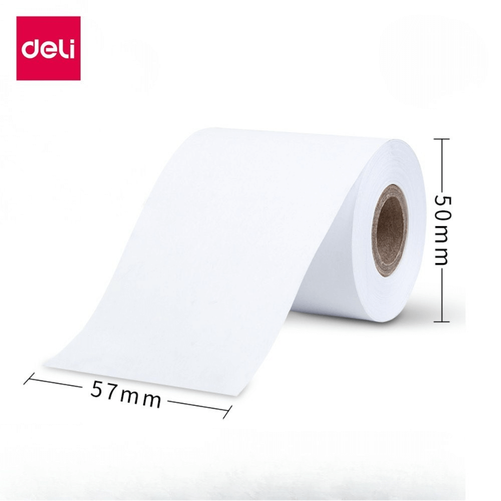 กระดาษสติ๊กเกอร์ความร้อน DELI 3202-WH-01 ขนาด 50X57 มม. สีขาว (1 ม้วน)_7